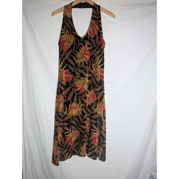 Jessica Howard Womens Vtg Tropical Hawaiian Halter Midi Dress Size 8 Whimsigoth - Picture 1 of 5